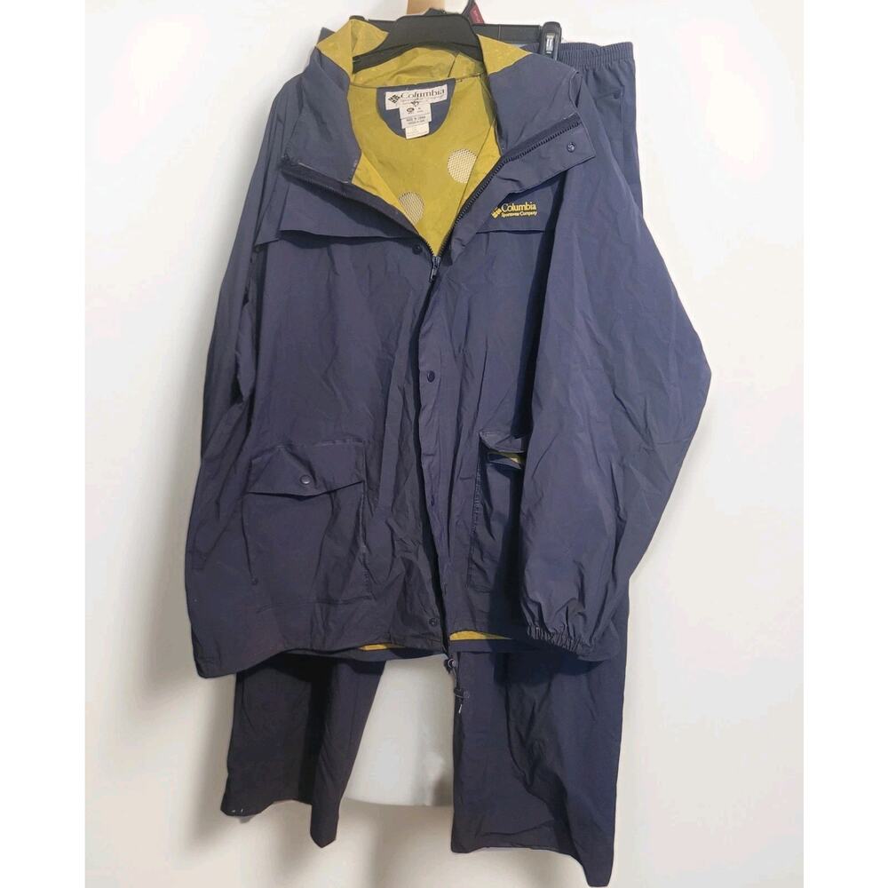 Columbia Sportswear Men's Vintage Blue Rain Suit Jacket Pants Set Size XXL